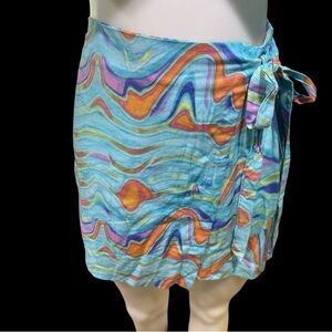 Vibrant Blue and Orange Skirt with Ocean-Inspired Design